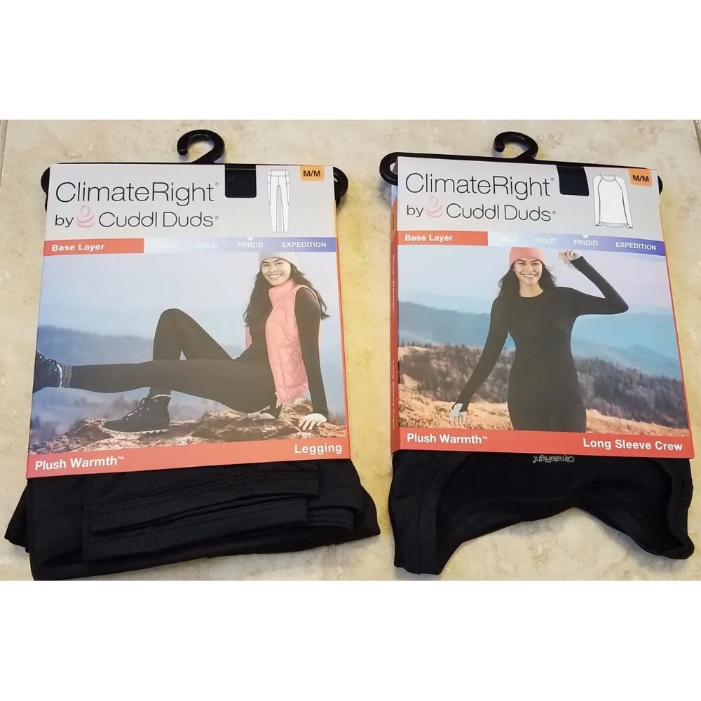 ClimateRight Cuddl Duds Baselayer Set Medium M‎ Plush Warmth Underwear Black NEW